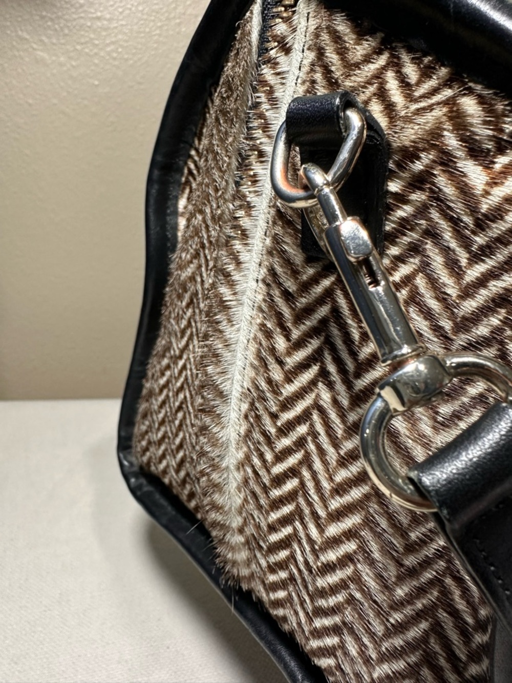 See By Chloé “April” Brown & Black Herringbone Calf Hair Satchel and Dusty - Picture 8 of 15